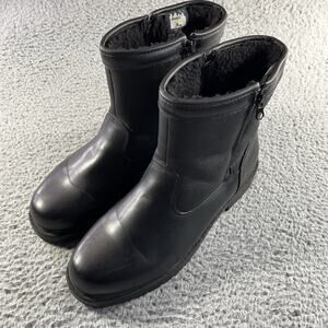 Haband Thermal King Mens 12 D Black Winter Boots Faux Fur Lined Side Zip Warm